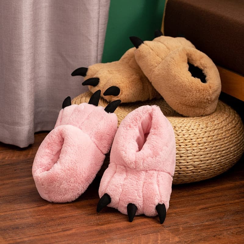 Fluffy Bear Paw Plush Slippers - Plumpy Plushies