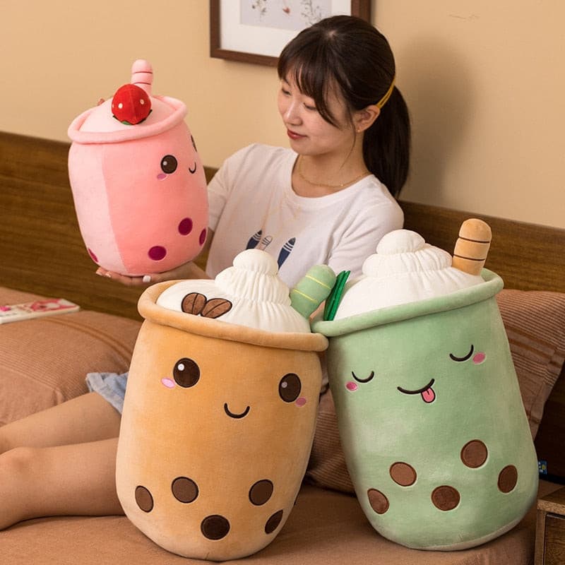 Plumpy Bubbly Coffee Bean, Berry Sweet, and Mint Tea Boba Plushies - Plumpy Plushies